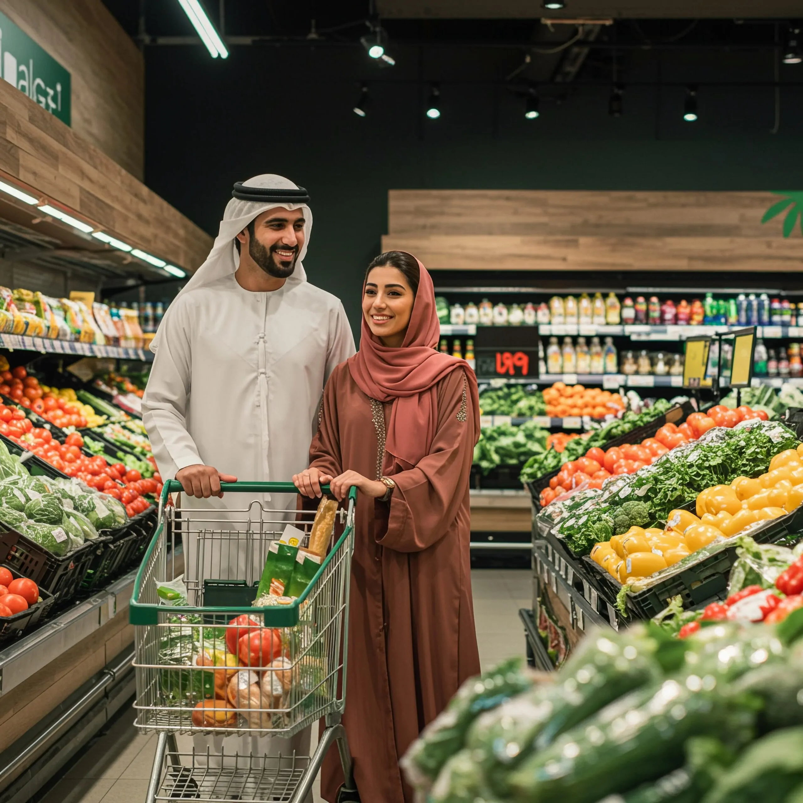 Emirati,Couple,Grocery
